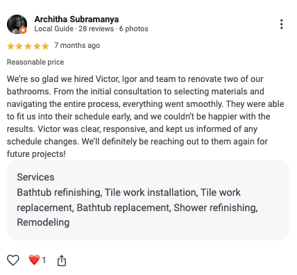 Architha Subramanya Google Review