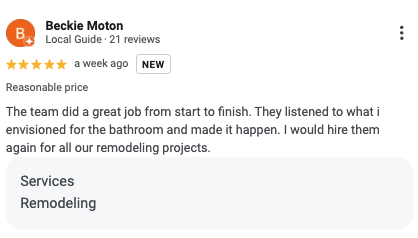 Beckie Moton Google Review